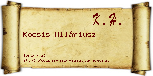 Kocsis Hiláriusz névjegykártya